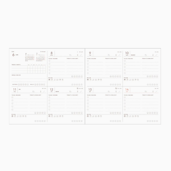 2026 Weekly Zipper Planner - Pink