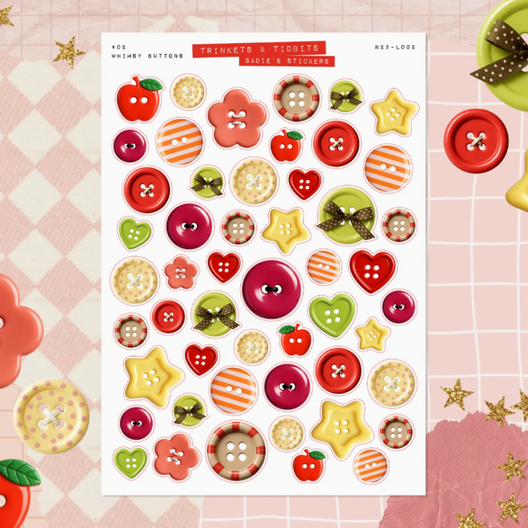 Whimsy Buttons Sticker Sheet