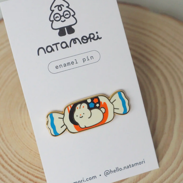 White Rabbit Candy Enamel Pin