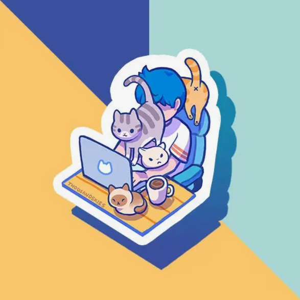 Working from Home with Cats Sticker