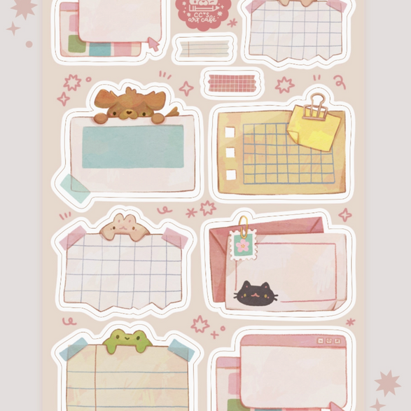 Writable Sticky Notes Sticker Sheet