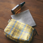 Small Linen Pouch: Yellow Plaid