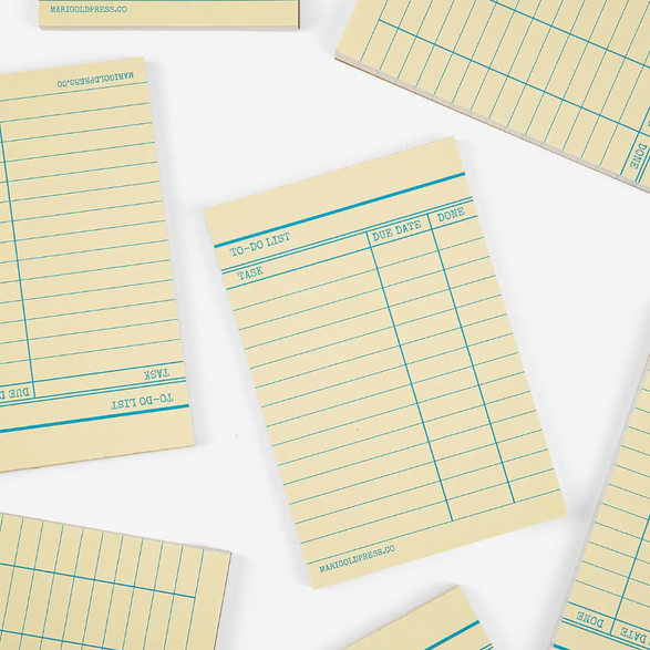 Yellow Library Card Notepad