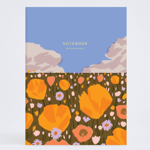 Blank Notebook: Poppy Field