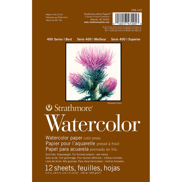 Watercolor Paper Pad: 5.5x8.5 - 12 sheets