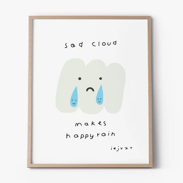 8x10 Art Print: Sad Cloud Happy Rain