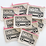 Cotton Canvas Pouch: Red Mail Truck