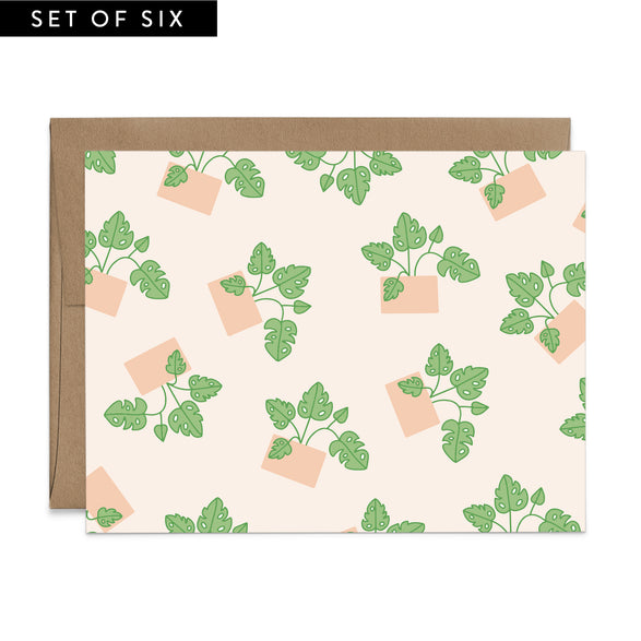 Monstera on Blush Greeting Card Set