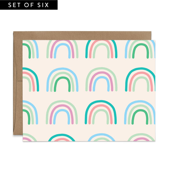 Rainbows on Blush Greeting Card Set
