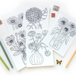 Flowers - Coloring Postcards Set of 5