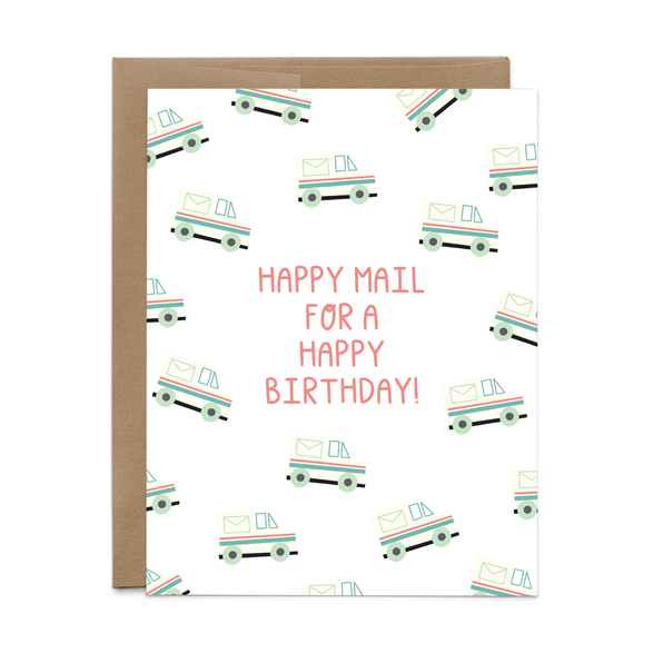 Mail Truck Pattern Happy Birthday Greeting Card