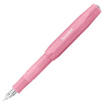 An image of a pink Kaweco frosted sport fountain pen with a silver nib