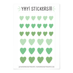 Ombré Mint + Green Hearts Clear Sticker Sheet