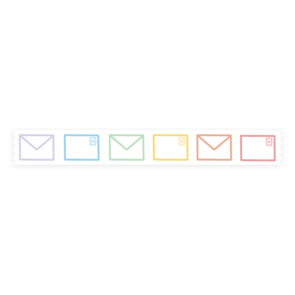 Pastel Rainbow Envelopes Washi Tape - 25mm