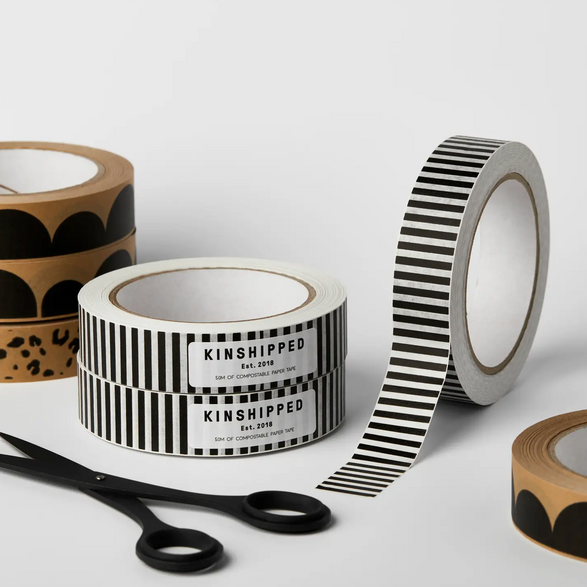 Black and White Stripes Recyclable Paper Tape
