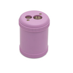image of a pastel purple pencil sharpener with two different size openings