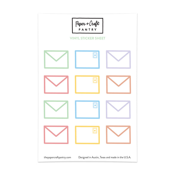 Pastel Envelopes Sticker Sheet