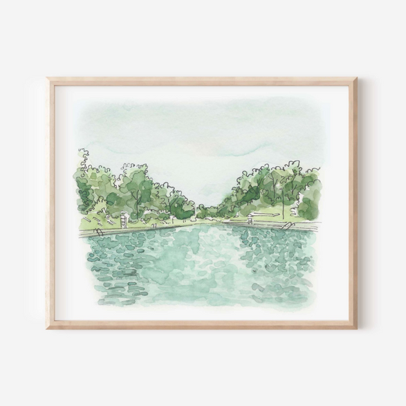 8x10 Watercolor Art Print: Barton Springs