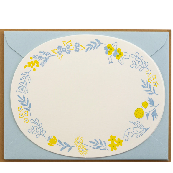 Letterpress Blue + Yellow Floral Midori Letter Set