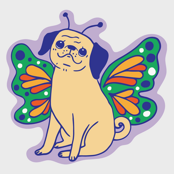 Butterfly Pug Sticker