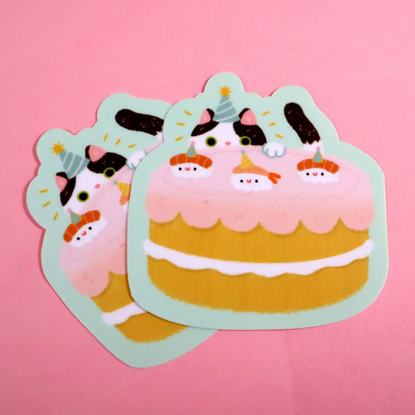 Cat Birthday Sushi Sticker