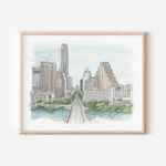 8x10 Watercolor Art Print: Daytime Congress Ave