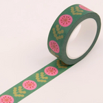 Green and Pink Floral Washi Tape (15mm)