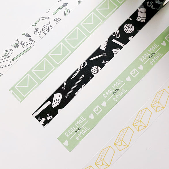 Mint Envelope Pattern Washi Tape - 15mm