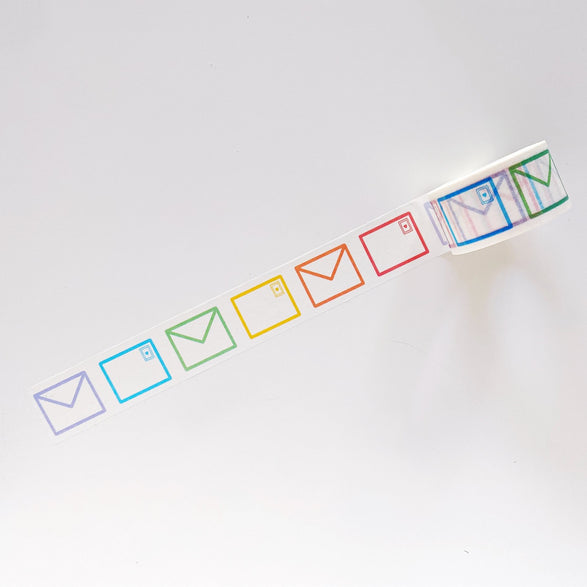 Pastel Rainbow Envelopes Washi Tape - 25mm