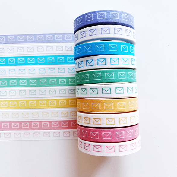 Mini Envelope Washi Tape (8mm) - 10 color pattern options