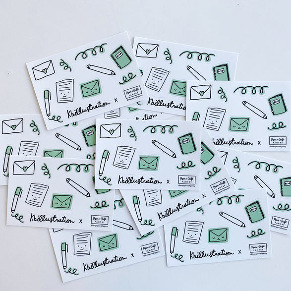 Mint Letters + Stationery Sticker Sheet
