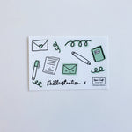 Mint Letters + Stationery Sticker Sheet