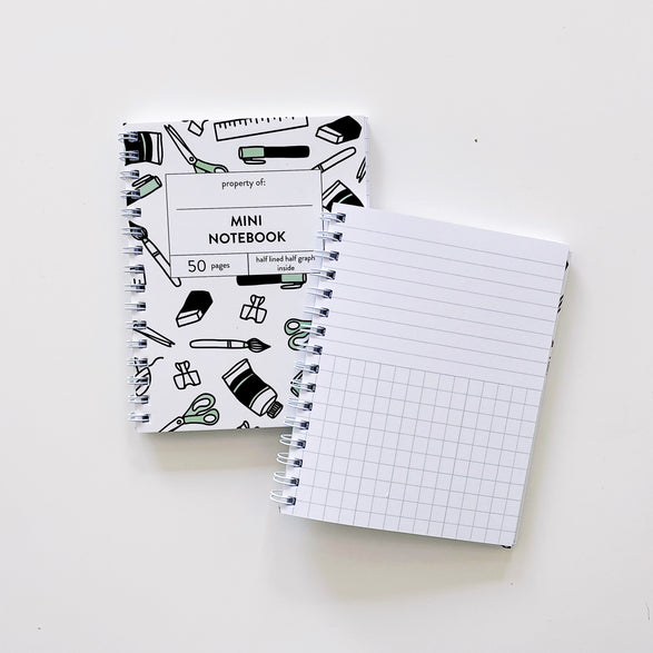 Mini Notebook: Half Graph + Half Lined