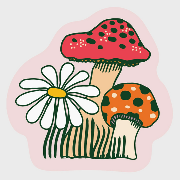 Mushroom and Daisy Sticker