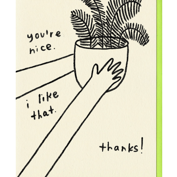 You're Nice. I Like That. Thanks!