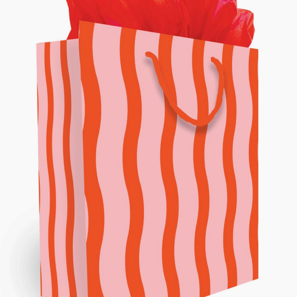 Pink and Red Striped Gift Bag