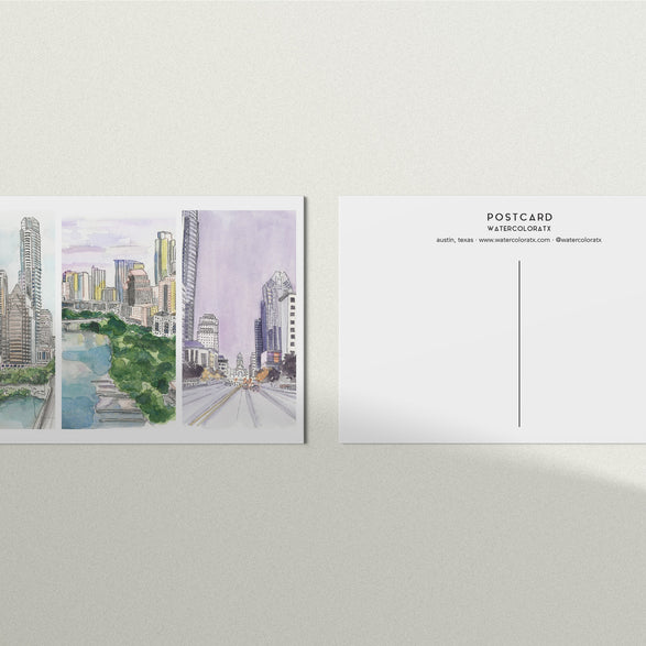 Austin Watercolor Postcard: Downtown Trio