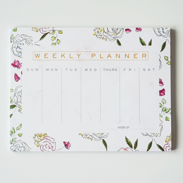 Weekly Planner Notepad: Rose Floral