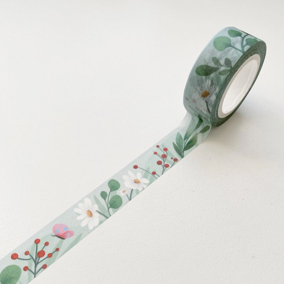 Sage Florals Washi Tape (15mm)