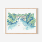 8x10 Watercolor Art Print: Town Lake