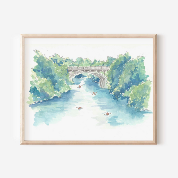 8x10 Watercolor Art Print: Town Lake