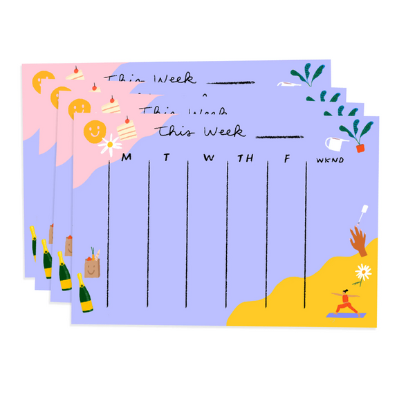 Weekly Planner Notepad : Wavy Blue
